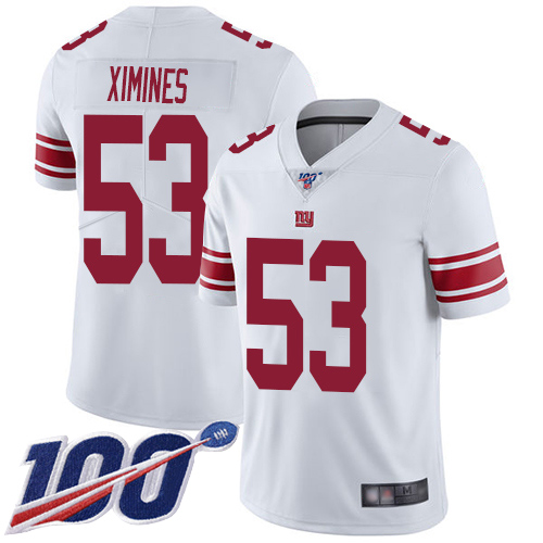 Men New York Giants 53 Oshane Ximines White Vapor Untouchable Limited Player 100th Season Football NFL Jersey